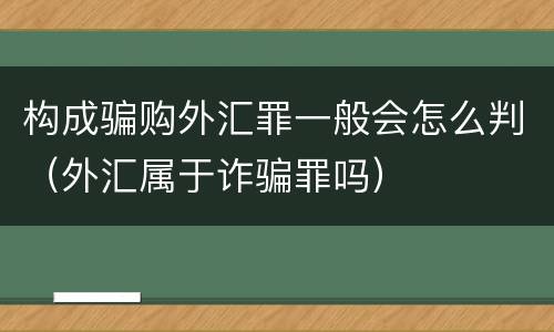 构成骗购外汇罪一般会怎么判（外汇属于诈骗罪吗）