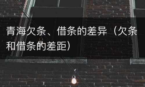 青海欠条、借条的差异（欠条和借条的差距）