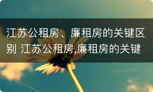江苏公租房、廉租房的关键区别 江苏公租房,廉租房的关键区别是