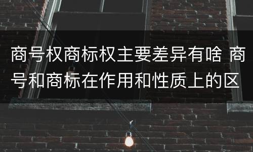 商号权商标权主要差异有啥 商号和商标在作用和性质上的区别
