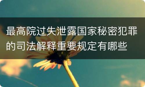 最高院过失泄露国家秘密犯罪的司法解释重要规定有哪些