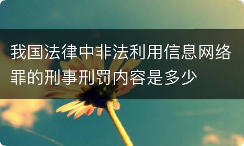 我国法律中非法利用信息网络罪的刑事刑罚内容是多少