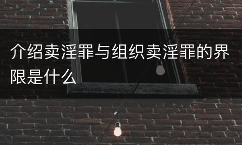 介绍卖淫罪与组织卖淫罪的界限是什么