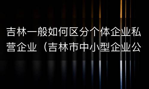 吉林一般如何区分个体企业私营企业（吉林市中小型企业公司有哪些）
