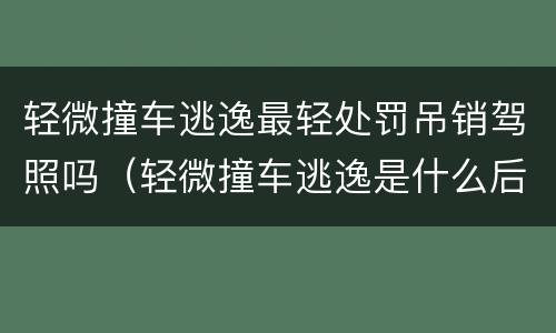 轻微撞车逃逸最轻处罚吊销驾照吗（轻微撞车逃逸是什么后果）