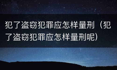 犯了盗窃犯罪应怎样量刑（犯了盗窃犯罪应怎样量刑呢）