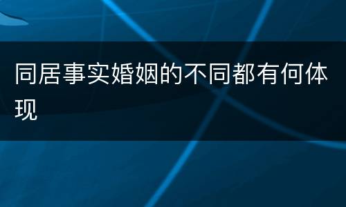 同居事实婚姻的不同都有何体现