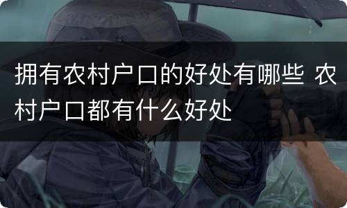 拥有农村户口的好处有哪些 农村户口都有什么好处