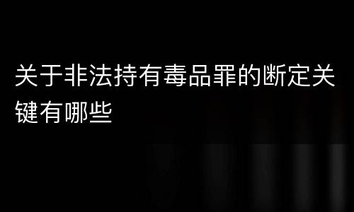 关于非法持有毒品罪的断定关键有哪些