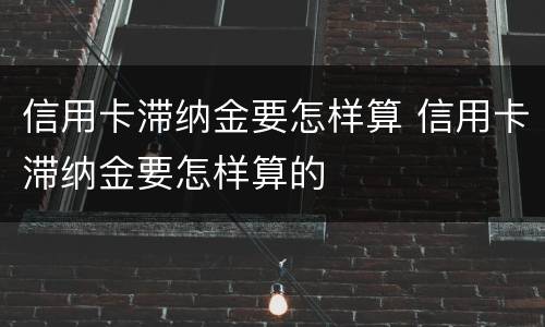 信用卡滞纳金要怎样算 信用卡滞纳金要怎样算的