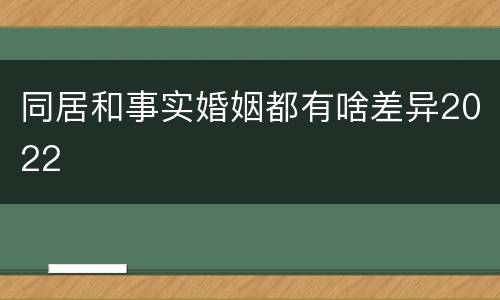 同居和事实婚姻都有啥差异2022