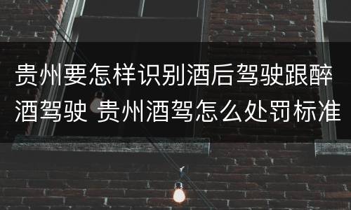贵州要怎样识别酒后驾驶跟醉酒驾驶 贵州酒驾怎么处罚标准