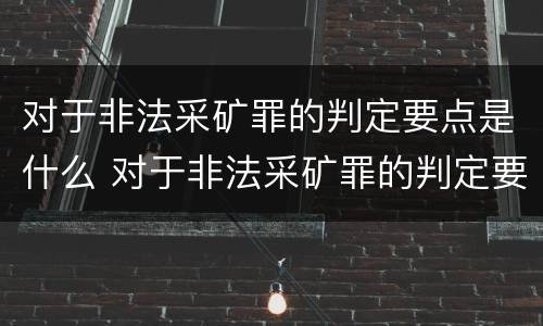 对于非法采矿罪的判定要点是什么 对于非法采矿罪的判定要点是什么呢