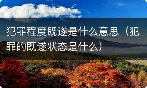 犯罪程度既遂是什么意思（犯罪的既遂状态是什么）