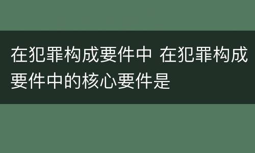 在犯罪构成要件中 在犯罪构成要件中的核心要件是