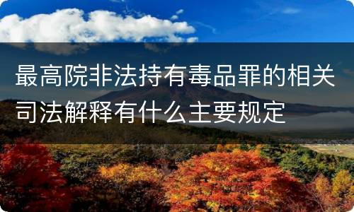 最高院非法持有毒品罪的相关司法解释有什么主要规定