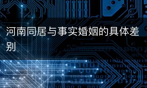 河南同居与事实婚姻的具体差别