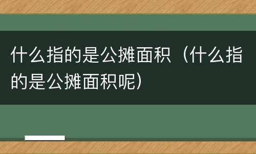 什么指的是公摊面积（什么指的是公摊面积呢）