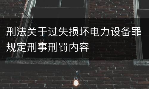 刑法关于过失损坏电力设备罪规定刑事刑罚内容