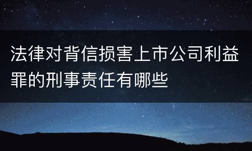 法律对背信损害上市公司利益罪的刑事责任有哪些