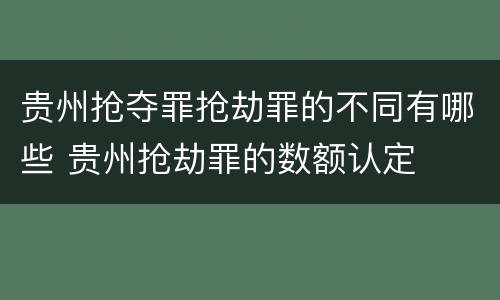 贵州抢夺罪抢劫罪的不同有哪些 贵州抢劫罪的数额认定