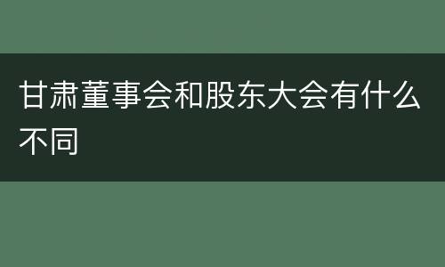 甘肃董事会和股东大会有什么不同