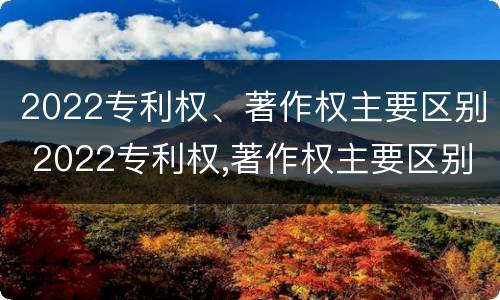 2022专利权、著作权主要区别 2022专利权,著作权主要区别是什么