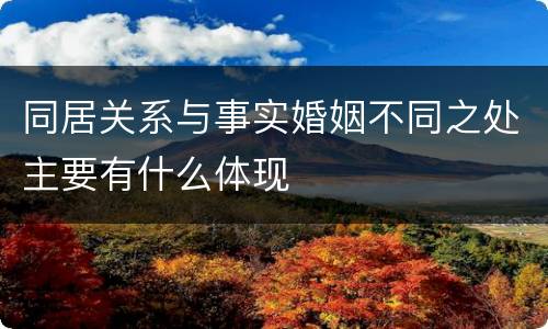 同居关系与事实婚姻不同之处主要有什么体现
