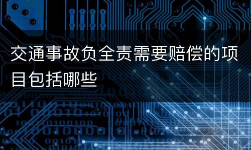 交通事故负全责需要赔偿的项目包括哪些