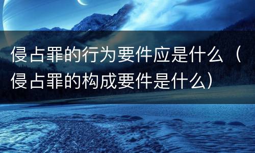 侵占罪的行为要件应是什么（侵占罪的构成要件是什么）