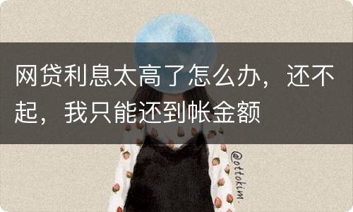 网贷利息太高了怎么办，还不起，我只能还到帐金额