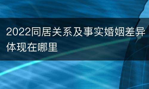 2022同居关系及事实婚姻差异体现在哪里