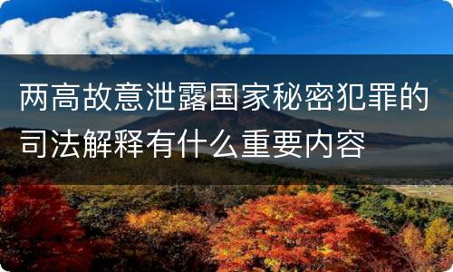 两高故意泄露国家秘密犯罪的司法解释有什么重要内容