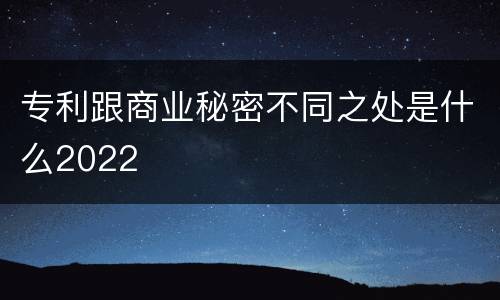 专利跟商业秘密不同之处是什么2022