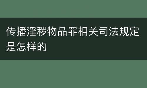 传播淫秽物品罪相关司法规定是怎样的