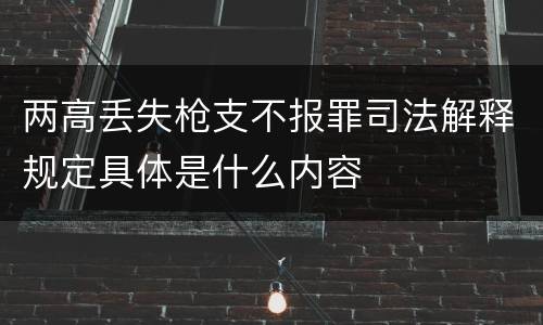 两高丢失枪支不报罪司法解释规定具体是什么内容