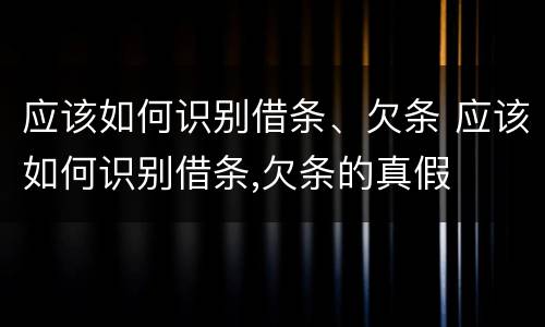 应该如何识别借条、欠条 应该如何识别借条,欠条的真假