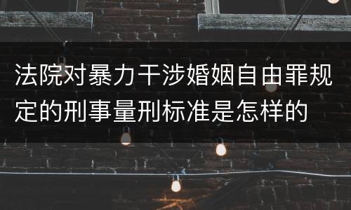 法院对暴力干涉婚姻自由罪规定的刑事量刑标准是怎样的