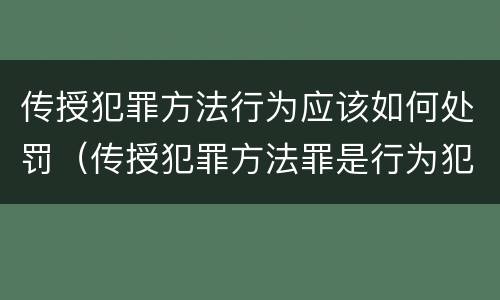 传授犯罪方法行为应该如何处罚（传授犯罪方法罪是行为犯吗）