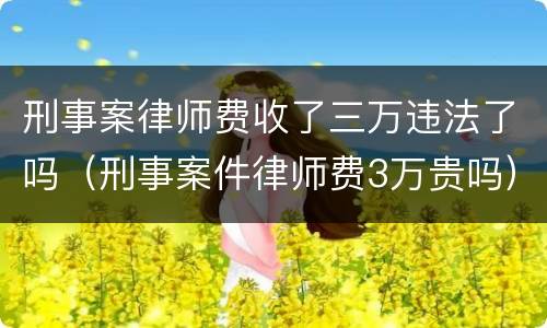 刑事案律师费收了三万违法了吗（刑事案件律师费3万贵吗）