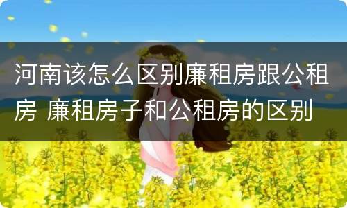 河南该怎么区别廉租房跟公租房 廉租房子和公租房的区别