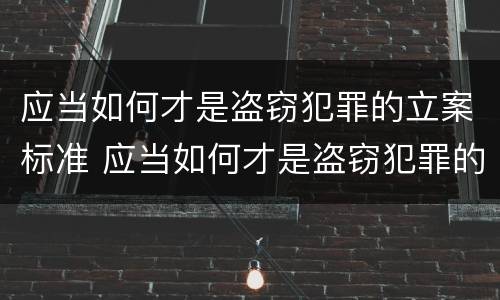 应当如何才是盗窃犯罪的立案标准 应当如何才是盗窃犯罪的立案标准呢