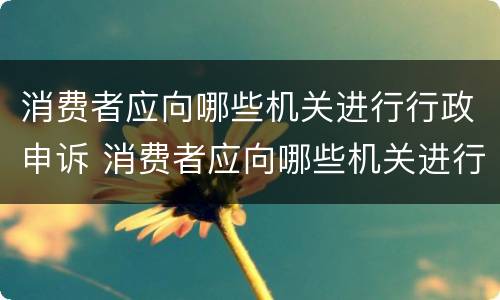 消费者应向哪些机关进行行政申诉 消费者应向哪些机关进行行政申诉处理