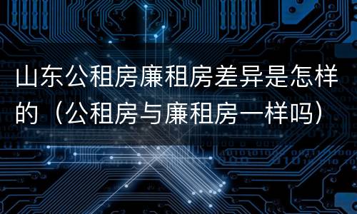 山东公租房廉租房差异是怎样的（公租房与廉租房一样吗）