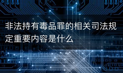 非法持有毒品罪的相关司法规定重要内容是什么