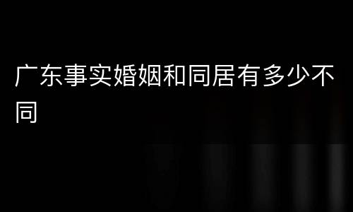 广东事实婚姻和同居有多少不同