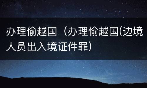 办理偷越国（办理偷越国(边境人员出入境证件罪）