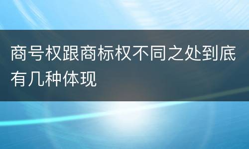 商号权跟商标权不同之处到底有几种体现