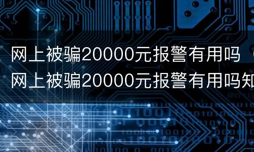 网上被骗20000元报警有用吗（网上被骗20000元报警有用吗知乎）
