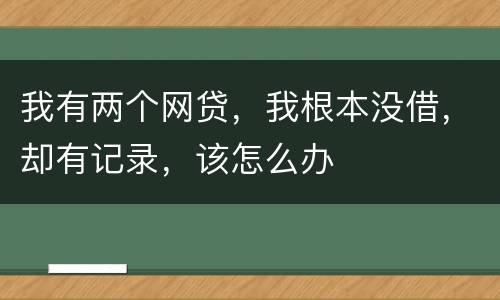 我有两个网贷，我根本没借，却有记录，该怎么办